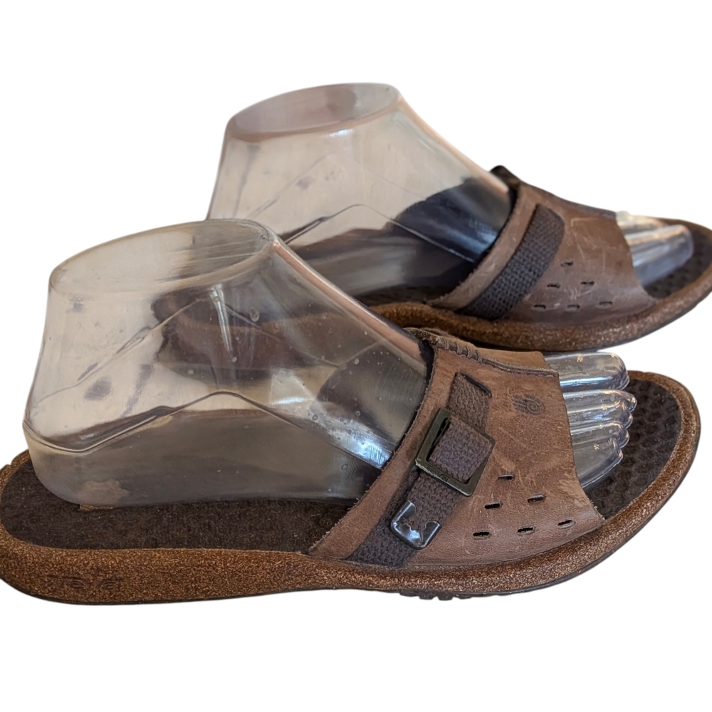 Teva Brown Suede Slide Sandals